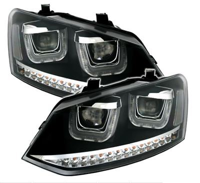 Coppia SET Fari Fanali Anteriori Tuning Polo 6R 2009-2014 + 6C Neri U-TYPE H7