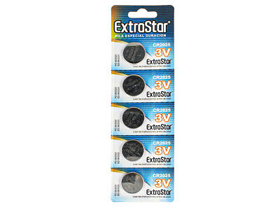 5 pezzi  5 x Pila Batteria A Bottone Extrastar CR2025 3V Confezione Da 5 Pile