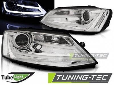 Coppia Fari Fanali Anteriori Tuning JETTA VI 1.11- TUBE LIGHT Cromato Alogeni H1