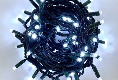 Catena Luminosa di Luci Led IP65 10 Metri Con 100 Filo Nero Luce Bianco Freddo