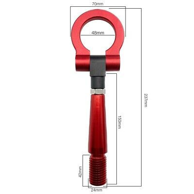 Gancio traino rosso Filetto diam.24mm lunghezza perno 150mm totale 237mm peso