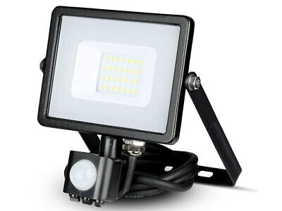 Faro Led Flood Light Slim 20W IP65 Neutro 4000K Carcassa Nera con Sensore PIR