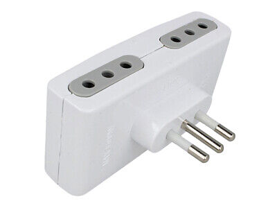Adattatore Quadruplo Spina Piccola 10A Con 4 Prese Italiana 10A 2P+T Bianco SKU