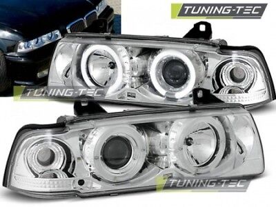 Coppia Set Fari Fanali Anteriori Tuning E36 12.90-08.99 ANGEL EYES Cromato