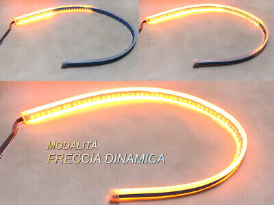 Kit Coppia Tubo Neon Striscia Led Auto 60cm Freccia Sequenziale Arancione DRL