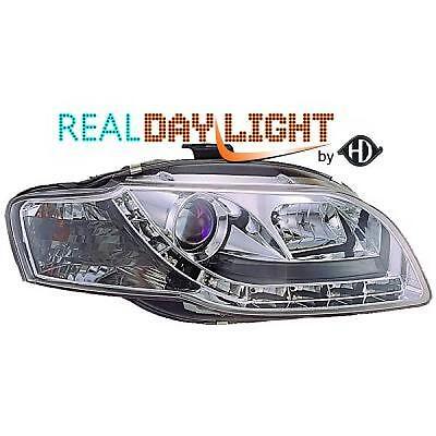 Coppia fari fanali anteriori TUNING A4 04-07 chrome con Dayline a LED o
