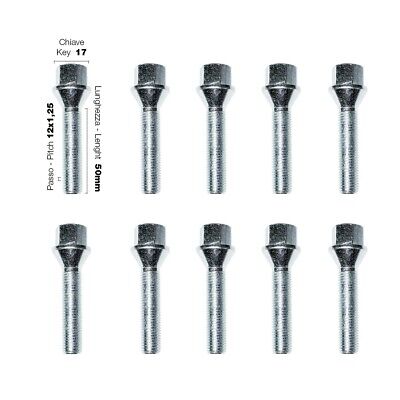kit 10 pezzi Simoni Racing 10 bulloni ch.17 12x1.25 l.50mm