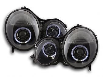 Coppia Fari Fanali Anteriori Tuning classe E W210 99-01 nero