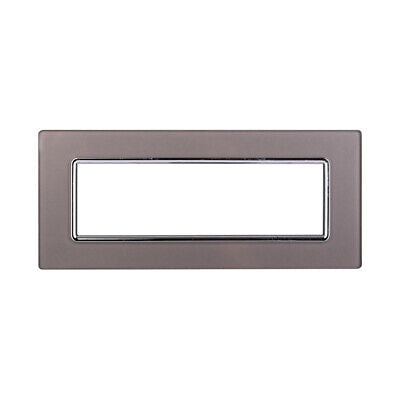 ETTROIT Placca In Vetro Serie Space 7P Colore Silver Compatibile Con Bticino