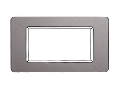 ETTROIT Placca In Vetro Serie Starlight 4P Colore Silver Compatibile Con Vimar
