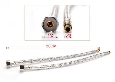 Coppia Tubi Flessibili Per Miscelatore Rubinetto Lungo 30cm Connettori F 1/2''