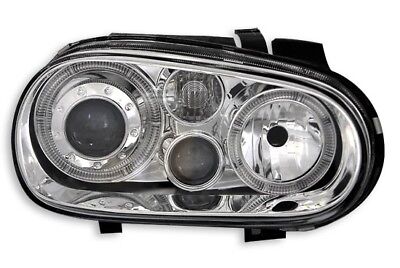 Coppia Fari Fanali Anteriori Tuning Angel Eyes Golf 4 IV Cromati