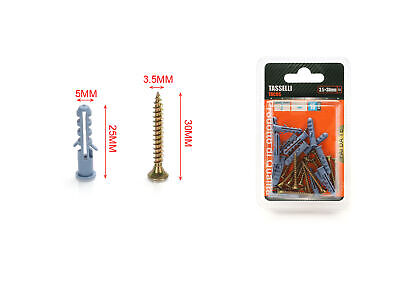 Kit 16 pcs Tasselli &Oslash;5x25mm Con Viti 3,5x30mm <ul><li>Kit Ø5x25mm