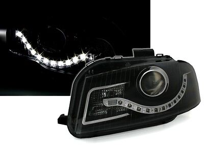 Coppia Set Fari Fanali Anteriori A3 8P 03-08 neri LED (+Sportback/Cabrio)