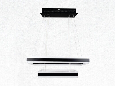 Lampada Led A Sospensione Rettangolare Colore Nero Doppio Anello 600X300mm