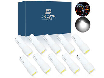 10 Lampadine Led T5 12V W1,2W Colore Bianco Con 1 Smd 5050 Luci Cruscotto Auto