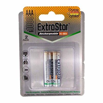 Coppia pile Pila Batteria AAA Ricaricabile 1,5V 1000mAh Ni-MH Extrastar ministil