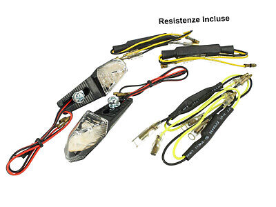 Coppia Frecce Led Fast Vetro Bianco Corpo Nero Omologate Resistenza Inclusa Per