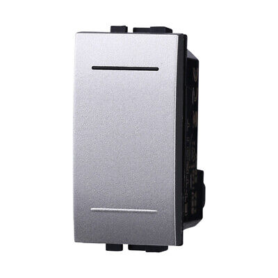 ETTROIT Deviatore 1P 16A Unipolare Colore GRIGIO Compatibile Con Bticino Living