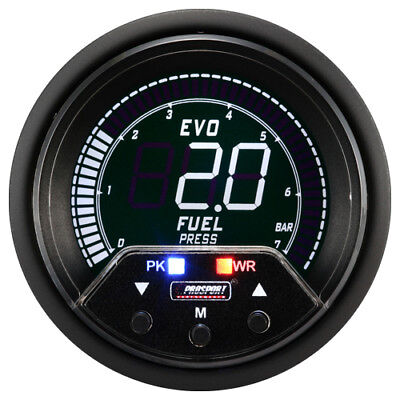 Manometro Strumento PROSPORT 52mm Pressione Benzina 0-6 BAR Allarme PICCO 4COLOR