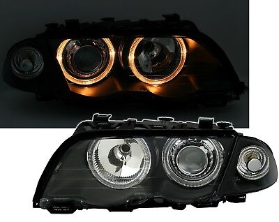 Coppia Fari Fanali Tuning E46 BERLINA Angel Eyes serie 3 NERI 5/1998-8/2001