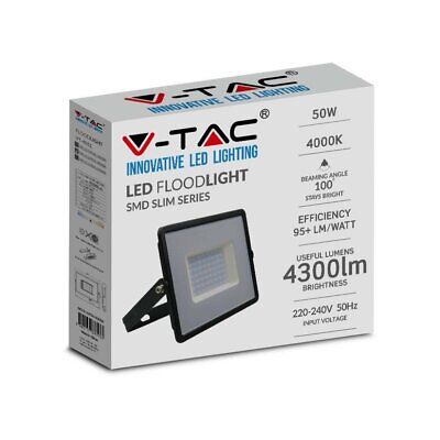 Faro Led Flood Light 50W 4300lm IP65 Slim 198X167X28mm Carcassa Nera Luce 6500K
