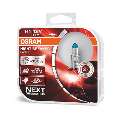 COPPIA Lampada Lampadina Luce OSRAM NIGHT BREAKER [LASER] H1 (P14.5s) 12V 55W