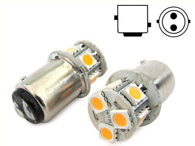 2 Lampade Led Barca Nautica BAY15D Bianco Caldo 12V 24V 2W No Polarita Piedi