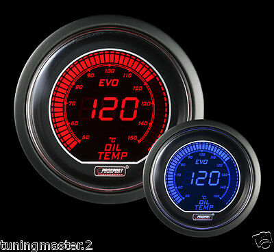 Manometro Strumento PROSPORT 52mm Temperatura Olio 50-150°C Rosso/Blu DIGITALE
