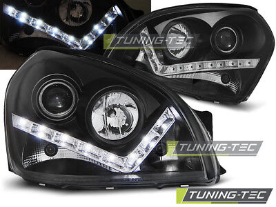 COPPIA Tucson 05-10 Coppia Fanali Fari Anteriori Dayline Neri tuning