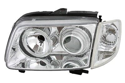 Coppia Fari Fanali Anteriori TUNING Angel Eyes Polo 6N 94-99 Cromati H7+H7