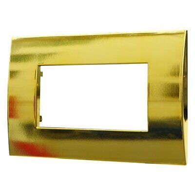 ETTROIT Placca Plastica Serie Venus 4P Colore Oro Lucido Compatibile Con Vimar