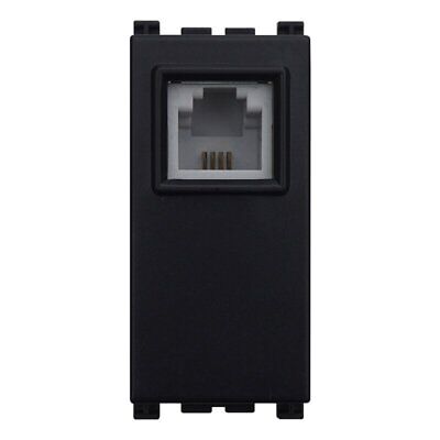 ETTROIT Connettore Telefonica Presa RJ11 Colore Nero Compatibile Con Vimar
