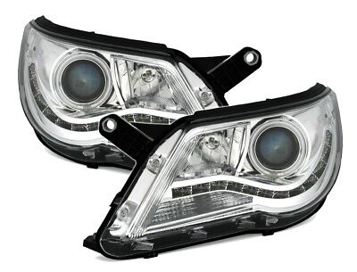 Coppia Fari Fanali Anteriori TUNING TIGUAN CCFL Angel Eyes Cromati LED daylight