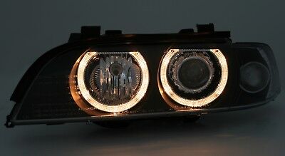 Coppia Fari Fanali Anteriori Tuning Angel Eyes Fari per serie 5 E39 Neri