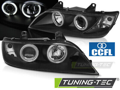 Coppia Set Fari Fanali Anteriori Tuning Z3 01.96-02 ANGEL EYES Nero Alogeni H1