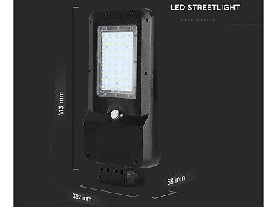 Lampione Stradale Led 15W Con Pannello Solare e Sensore Movimento 6400K Street