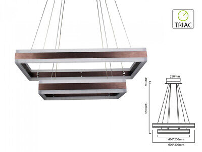 Lampada Led A Sospensione Rettangolare Colore Coffee Marrone Doppio Anello