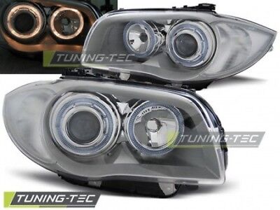 Coppia Set Fari Fanali Anteriori Tuning 1 E87/E81/82/88 04-11 Cromato Alogeni H7