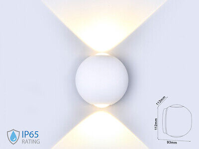 Applique Lampada LED da Muro Palla Sferica 6W 3000K Carcassa Bianca Doppio Fasc