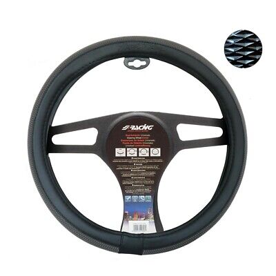 Coprivolante Trap grigio Eco pelle nera grigia per volanti diametro 37-39 cm