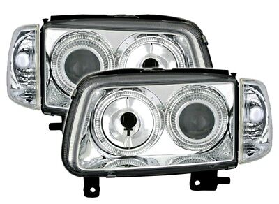 Coppia Fari Fanali Anteriori TUNING Angel Eyes Polo 6N 94-99 Cromati H7+H7