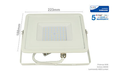 Faro Led Flood Light 50W IP65 Bianco Neutro Super Slim 28mm Carcassa Bianca Sam
