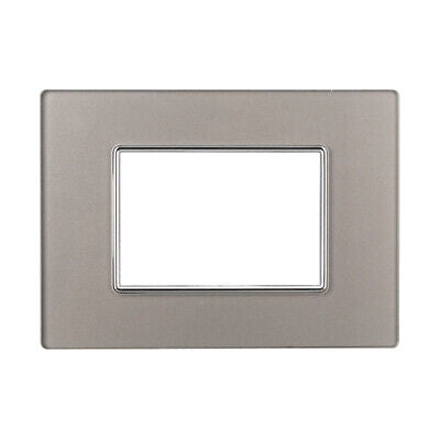 ETTROIT Placca In Vetro Serie Moon 3P Colore Silver Compatibile Con Bticino