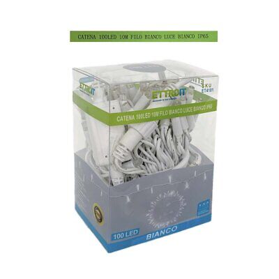 Catena Luminosa di Luci Led IP65 10 Metri Con 100 Filo Bianco Luce Freddo
