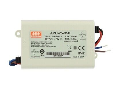 Led Driver CC MeanWell APC-25-350 Trasformatore 350mA 25V-70V DC 25W Corrente