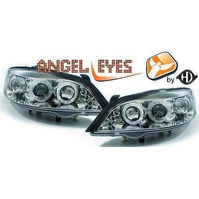 Coppia Fari Fanali Anteriori Tuning 97-04 cromati angel eyes