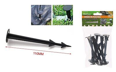 10 Pezzi Ancoraggio Picchetti Chiodi in Pastica per Giardino 110mm Nero
