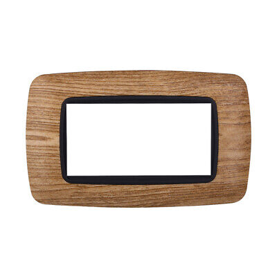 ETTROIT Placca Plastica Bombata Serie Space 4P Colore Legno Scuro Compatibile