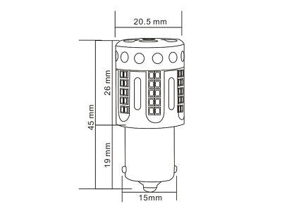 Lampada Led 1156 BA15S P21W 100% Canbus 12V 21W Effettiva Bianco 6000K Piedi